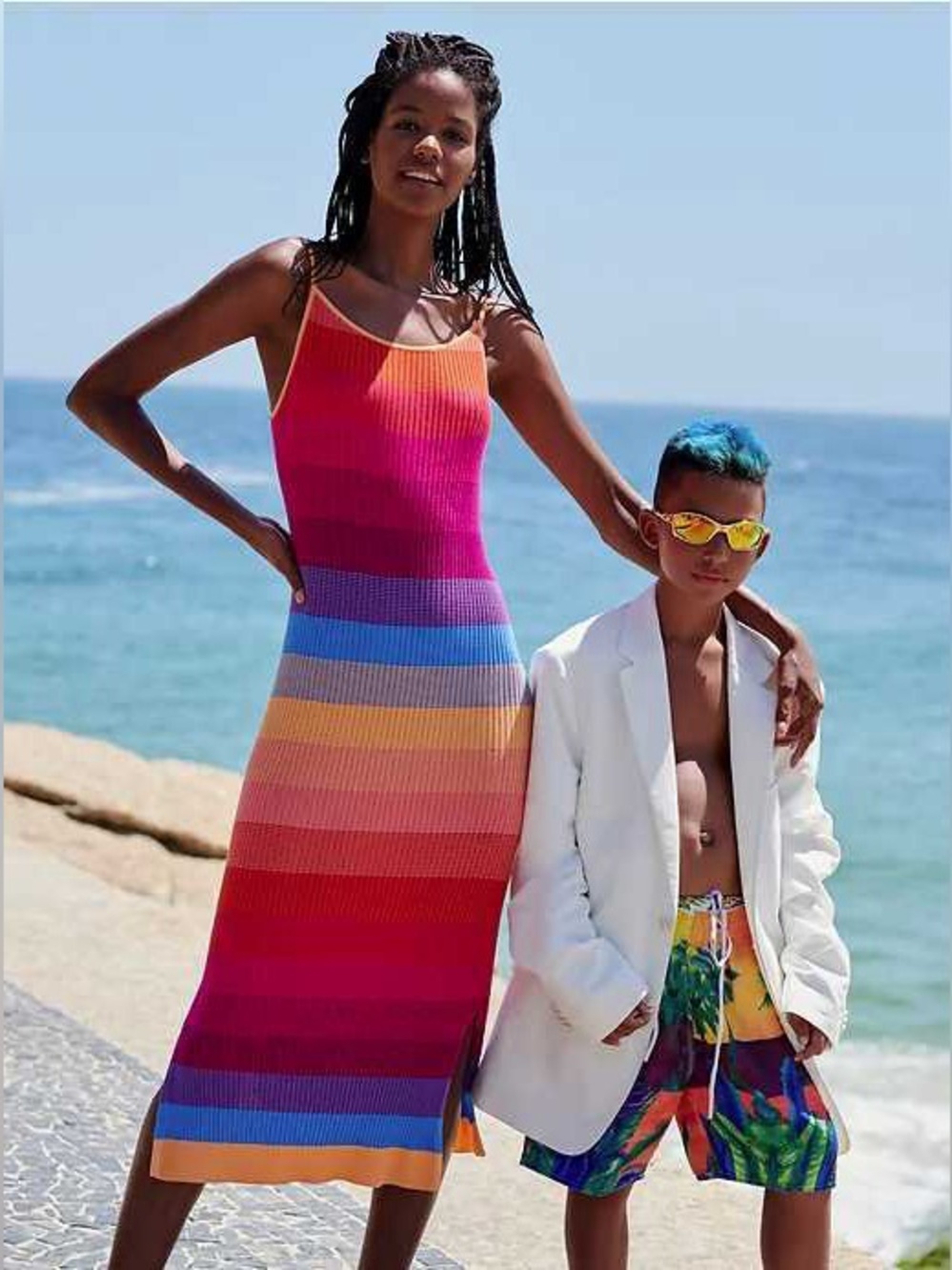 Banana Republic Multicolor Striped Knit Tank Midi Dress
